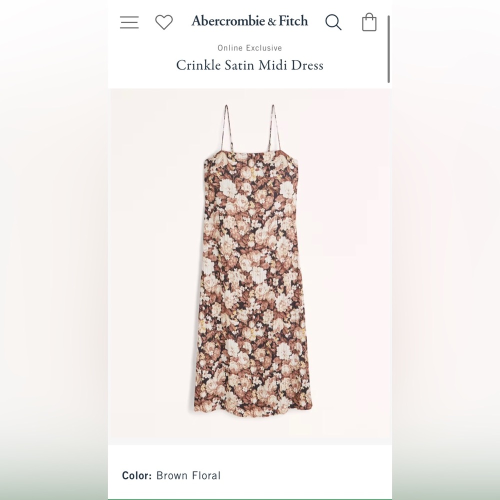Abercrombie and Fitch Crinkle Satin MIDI Dress